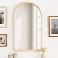 Specchio a Parete ad Arco con Cornice in Legno, 50,8 cm x 91,4 cm, Finitura Naturale