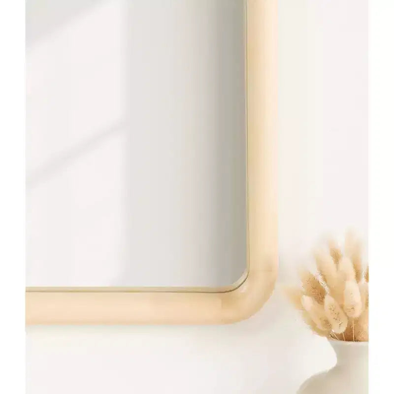 Specchio a Parete ad Arco con Cornice in Legno, 50,8 cm x 91,4 cm, Finitura Naturale