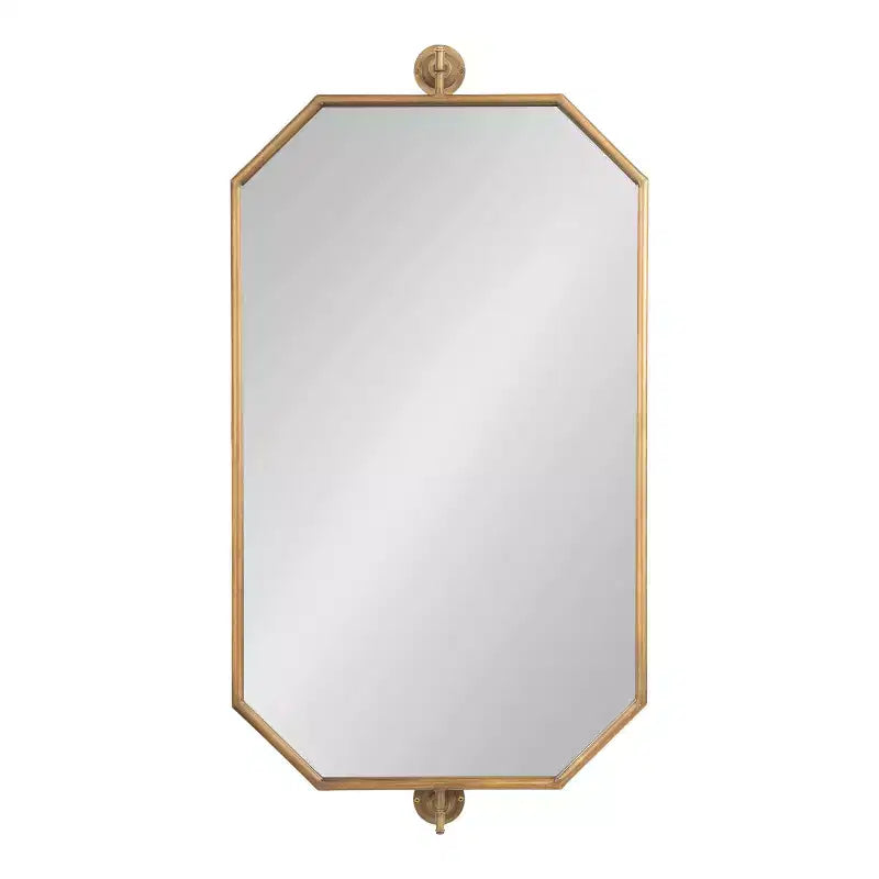 Specchio da parete Octagon Pivot con cornice in ferro, oro