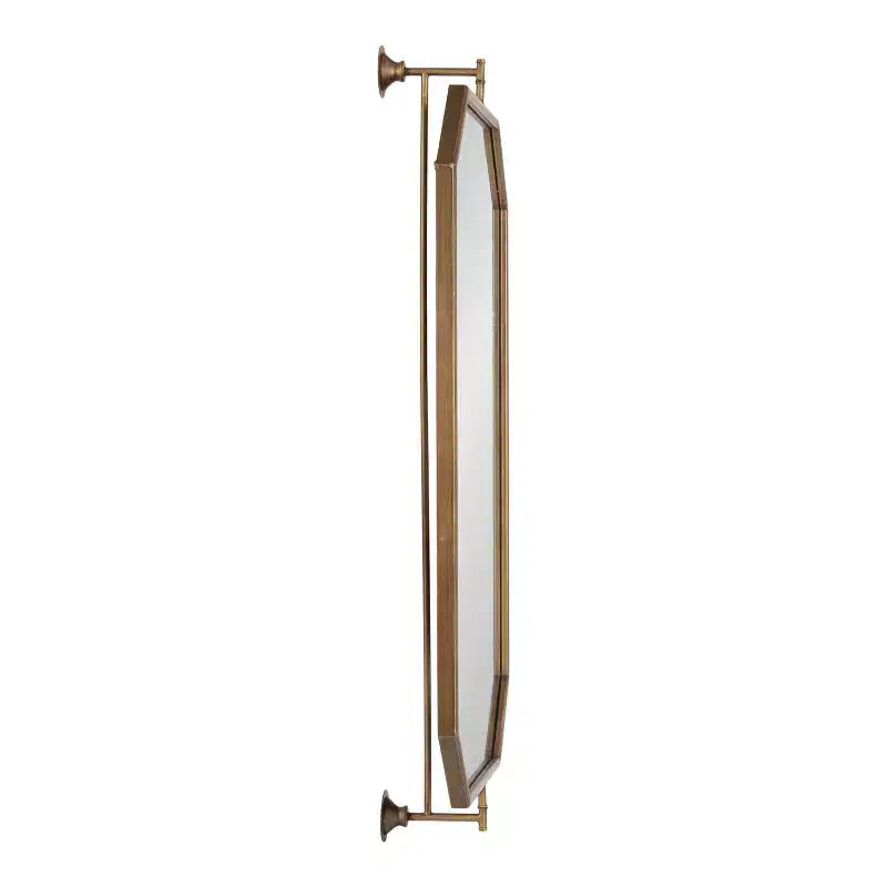 Specchio da parete Octagon Pivot con cornice in ferro, oro