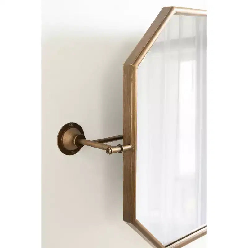 Specchio da parete Octagon Pivot con cornice in ferro, oro