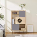 44.5 Tall Bookcase with Storage, Furniture Style Cat Tree Tower, Freestanding Display Cat Tree, Multifunctional Open Bookshelf for Home