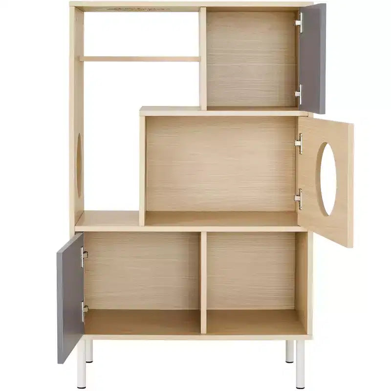 Libreria alta 113 cm con scomparti per gatti e ripiani aperti