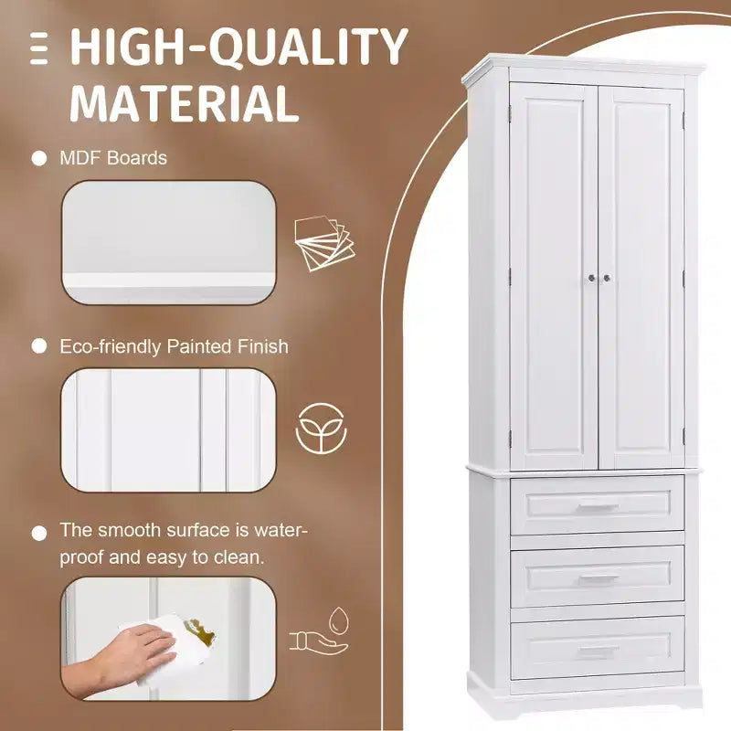 Mobile alto da bagno con tre cassetti
