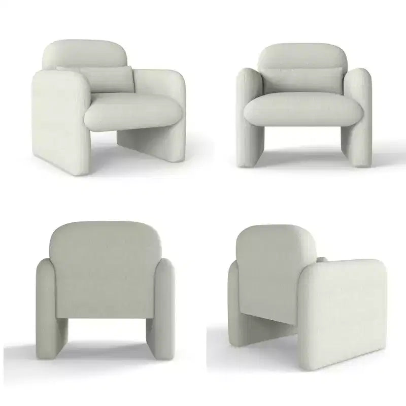 Poltrona a botte moderna imbottita, bianco crema