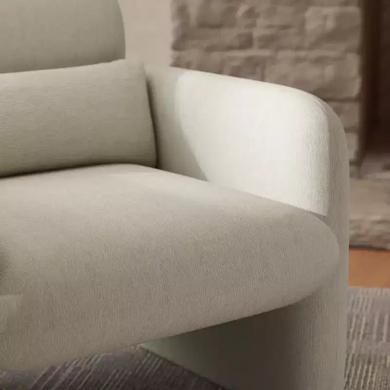 Poltrona a botte moderna imbottita, bianco crema