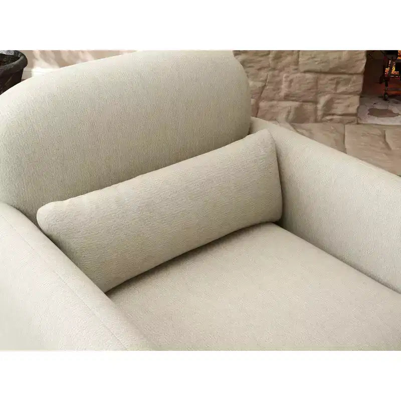 Poltrona a botte moderna imbottita, bianco crema
