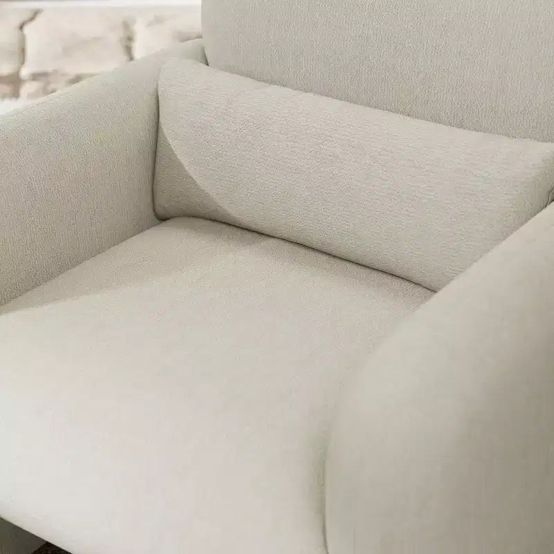 Poltrona a botte moderna imbottita, bianco crema
