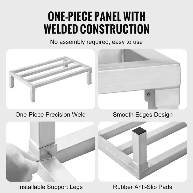 Scaffale dunnage in alluminio 36 x 20 x 8 pollici, capacità 1800 libbre, scaffale per pavimenti saldato