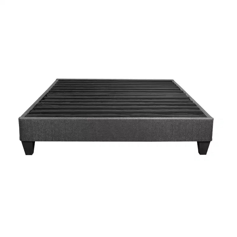 Base letto imbottita grigio scuro con piattaforma