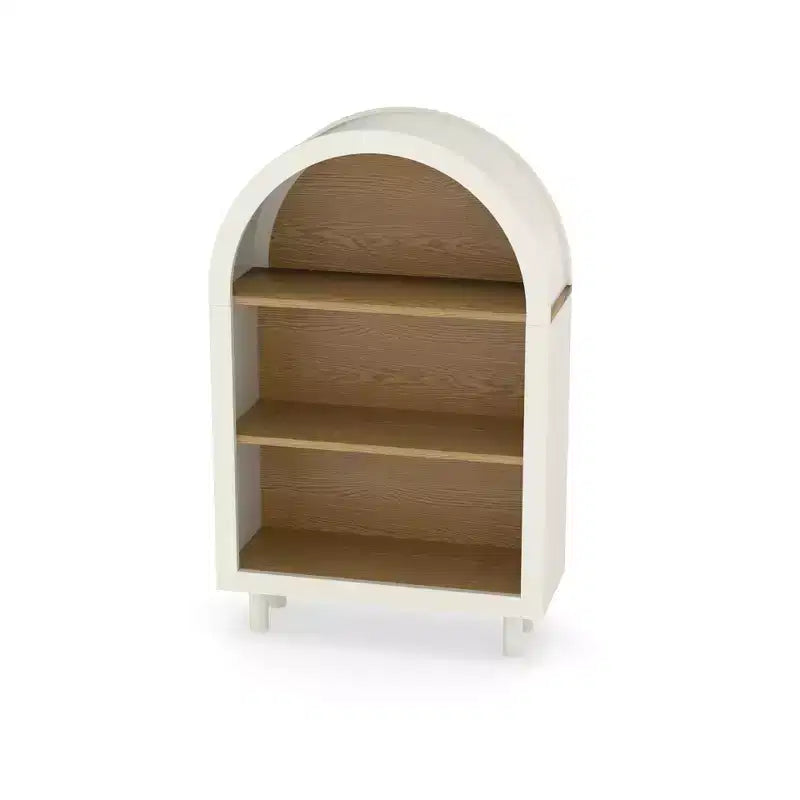 Libreria ad Arco a 3 Ripiani, 95 cm, Struttura Bianca con Ripiani Effetto Legno