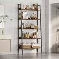 Tall Bookshelf, 5-Tier Bookcase with Open Shelves, Farmhouse Wood Storage Rack with Adjustable Feet, Metal Frame Book Shelf Organizer for Bedroom