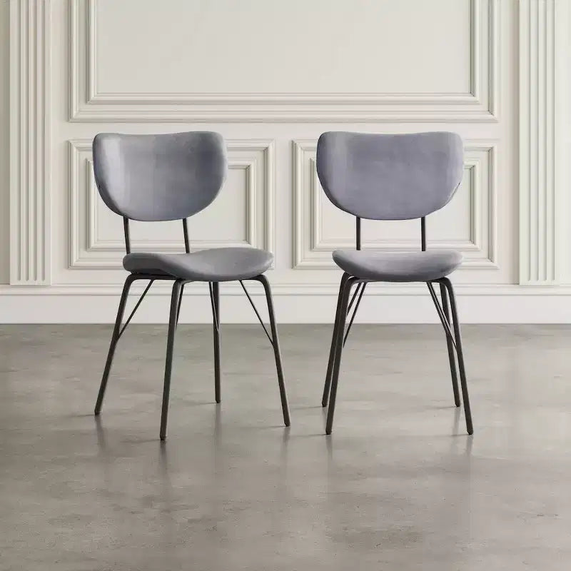 Sedia da pranzo imbottita contemporanea in similpelle con schienale diviso, set da 2