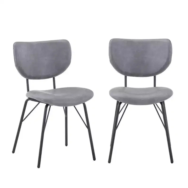 Sedia da pranzo imbottita contemporanea in similpelle con schienale diviso, set da 2