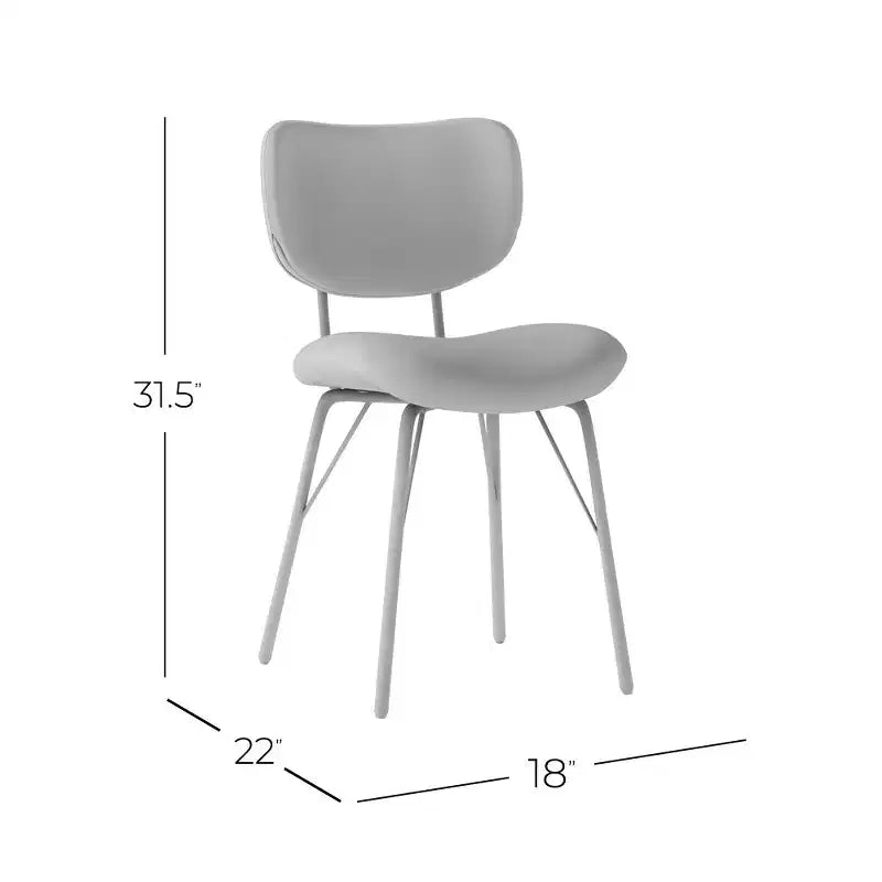 Sedia da pranzo imbottita contemporanea in similpelle con schienale diviso, set da 2