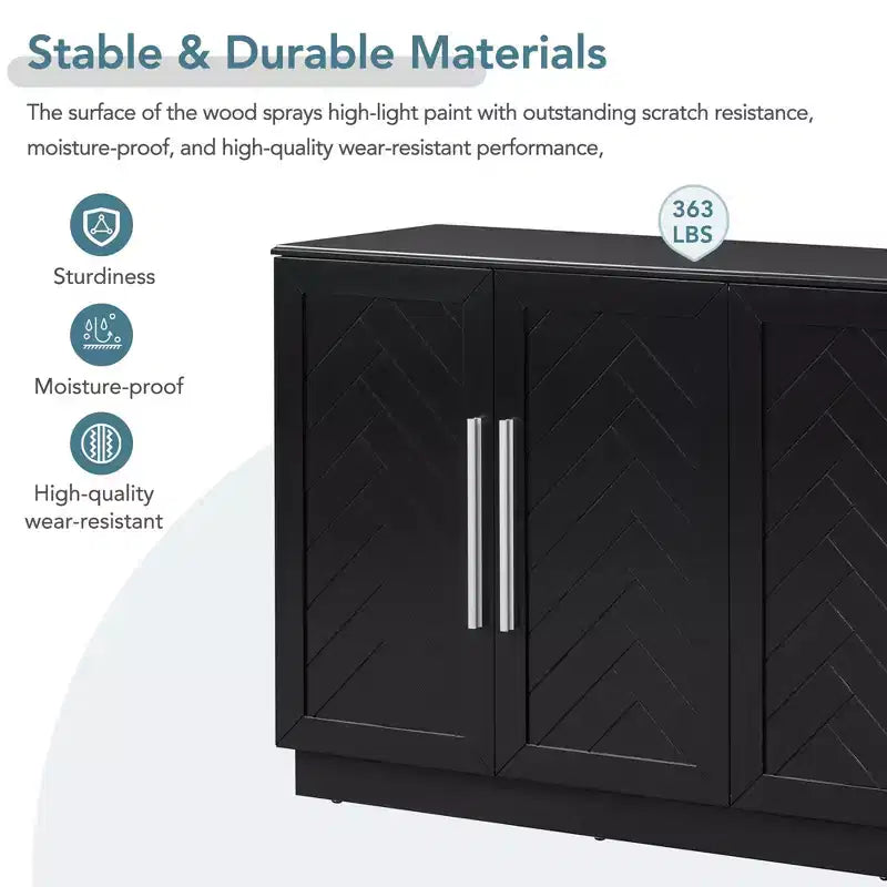 Credenza a 4 ante con ripiani regolabili