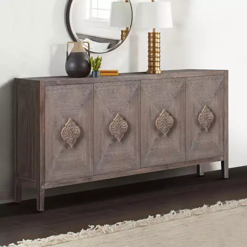 Credenza a 4 ante con ante in vetro temperato