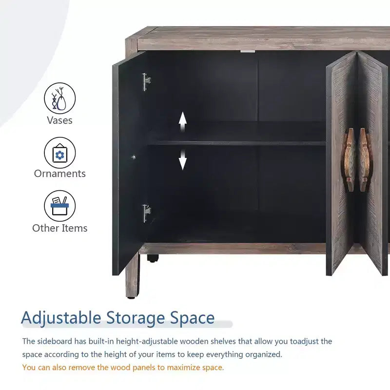 Credenza a 4 ante con ante in vetro temperato