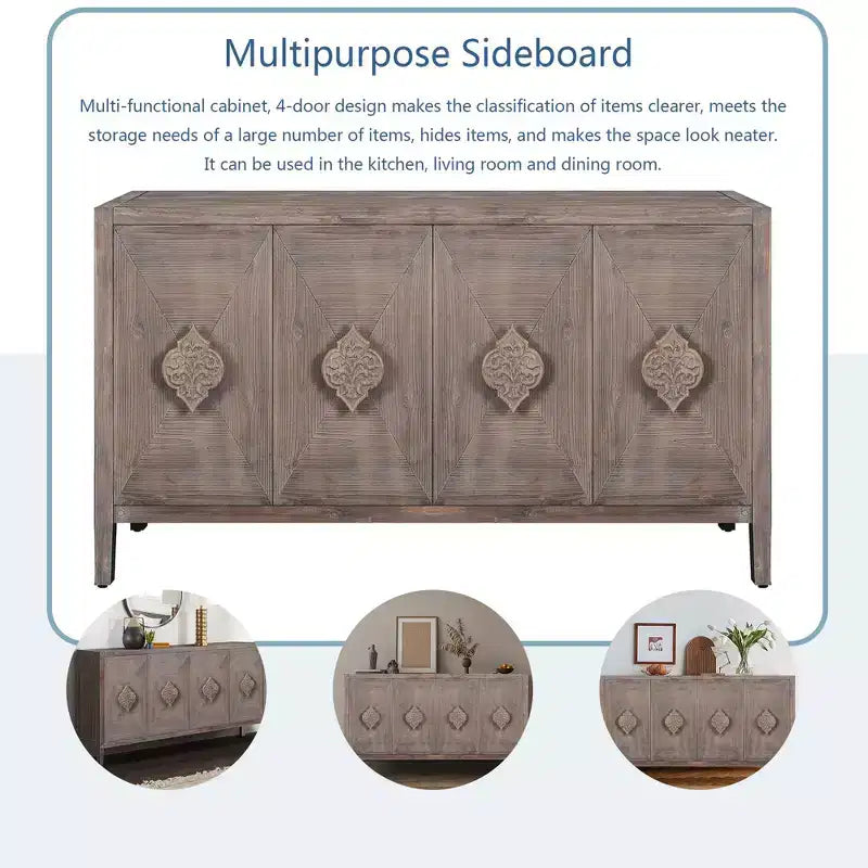 Credenza a 4 ante con ante in vetro temperato