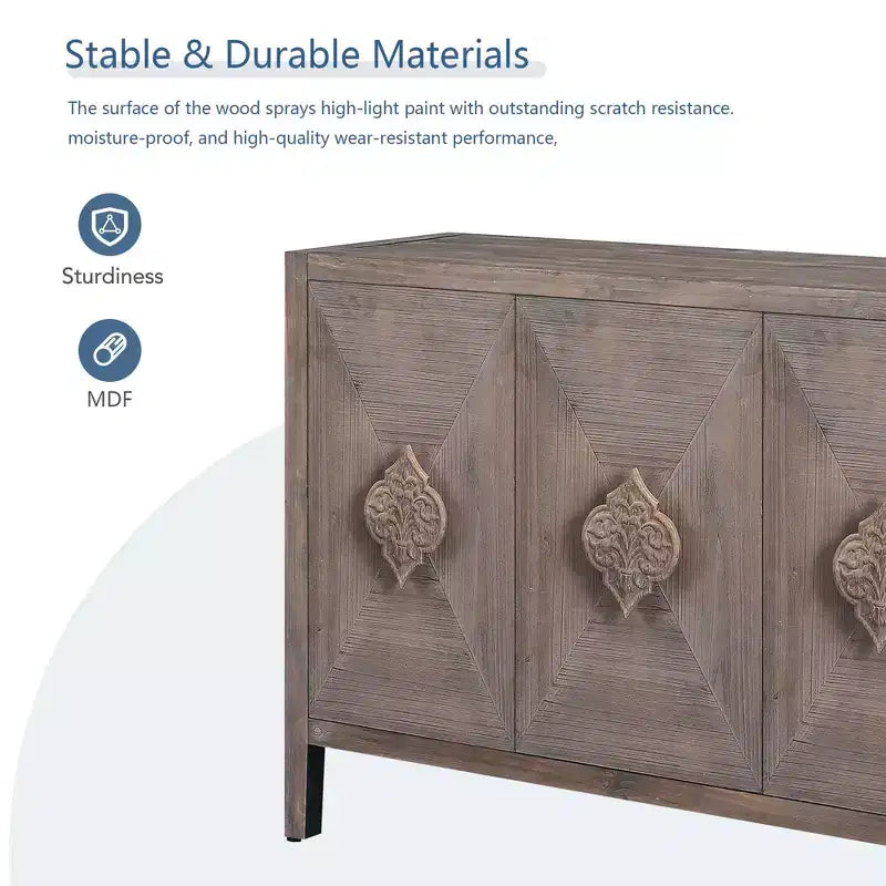 Credenza a 4 ante con ante in vetro temperato