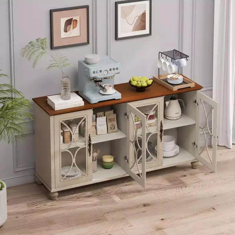 Credenza a 4 ante con ante in vetro temperato