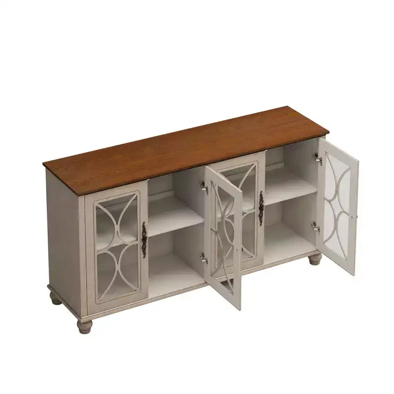 Credenza a 4 ante con ante in vetro temperato