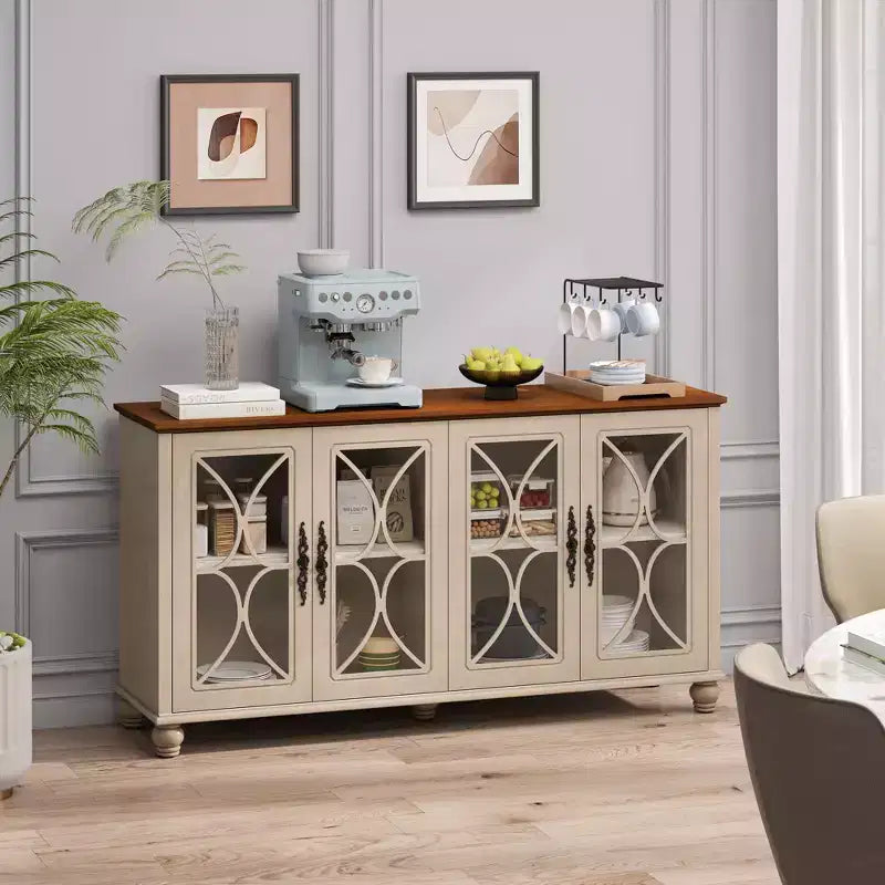Credenza a 4 ante con ante in vetro temperato