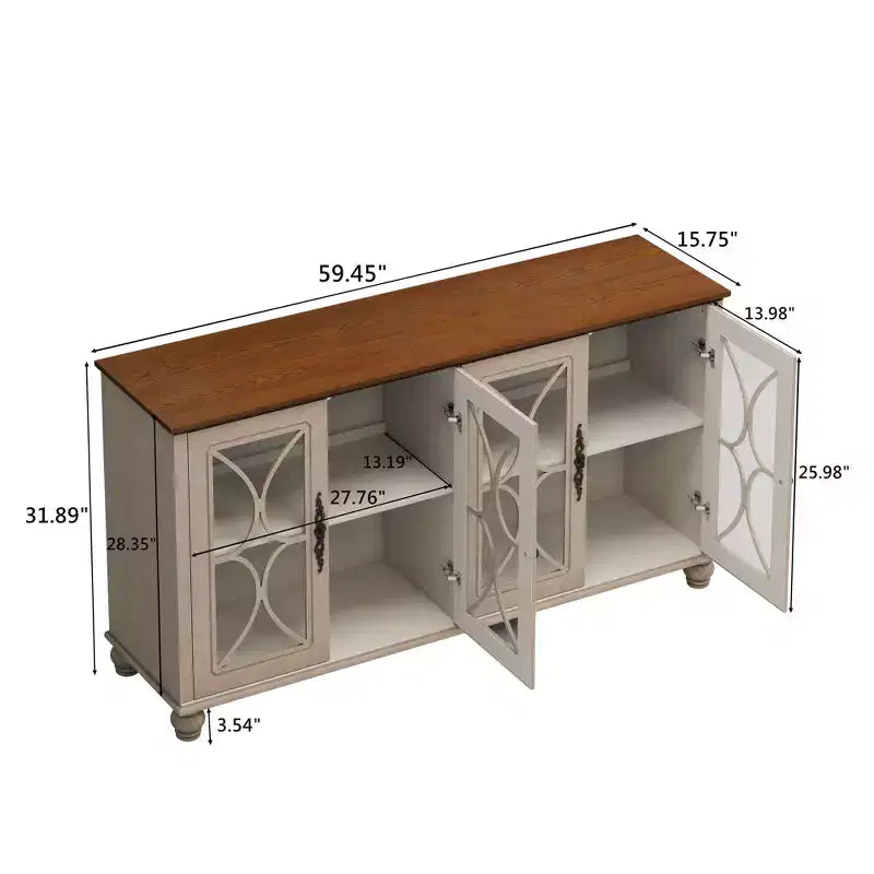Credenza a 4 ante con ante in vetro temperato