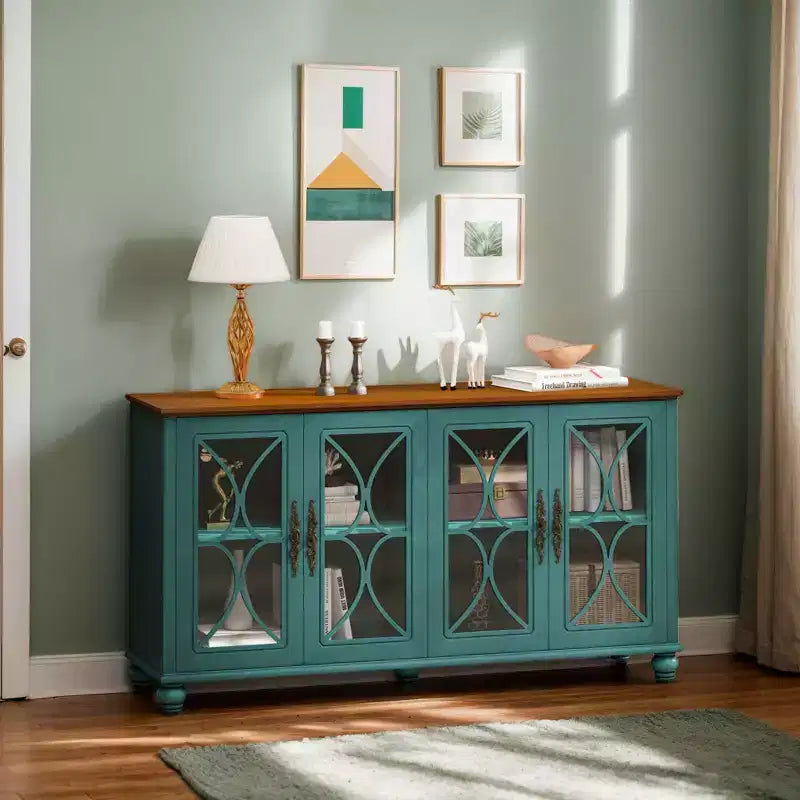 Credenza a 4 ante con ante in vetro temperato