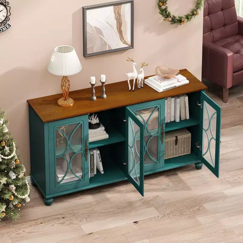 Credenza a 4 ante con ante in vetro temperato