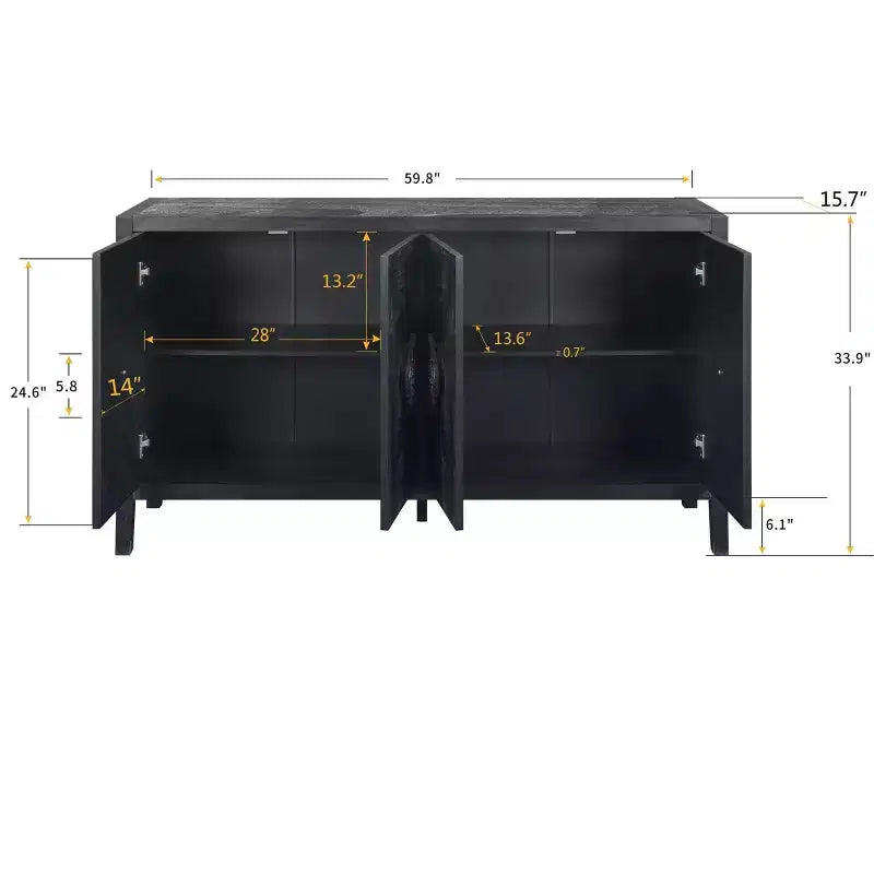 Credenza a 4 ante con ante in vetro temperato