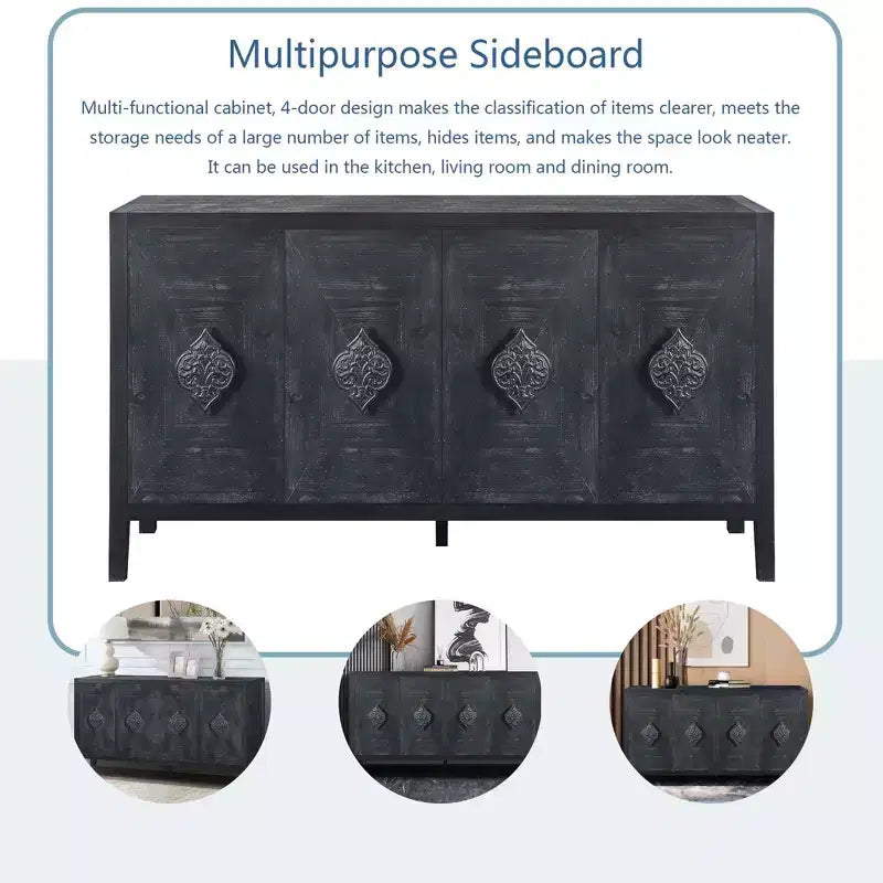 Credenza a 4 ante con ante in vetro temperato