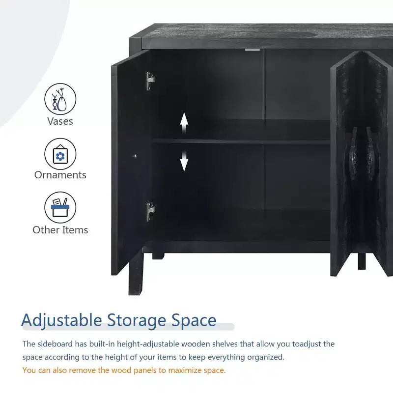 Credenza a 4 ante con ante in vetro temperato