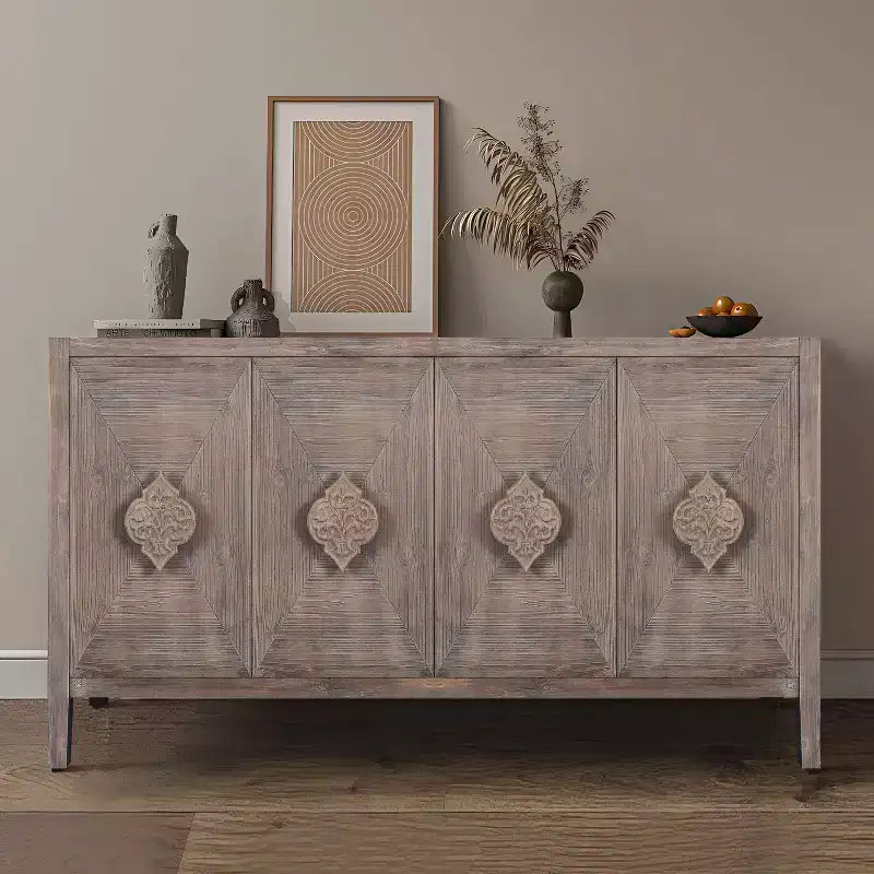 Credenza a 4 ante con ante in vetro temperato