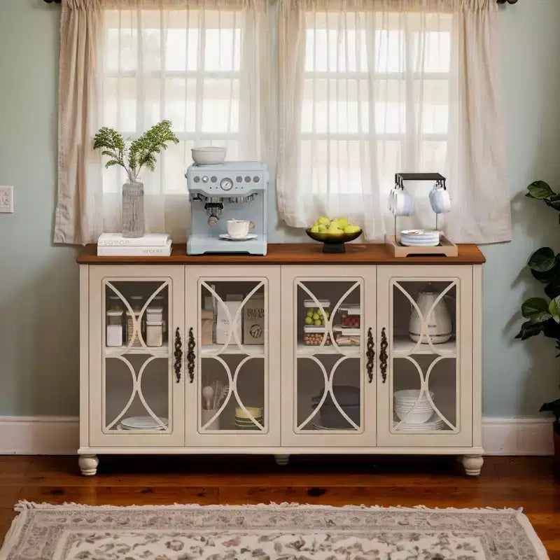 Credenza a 4 ante con ante in vetro temperato