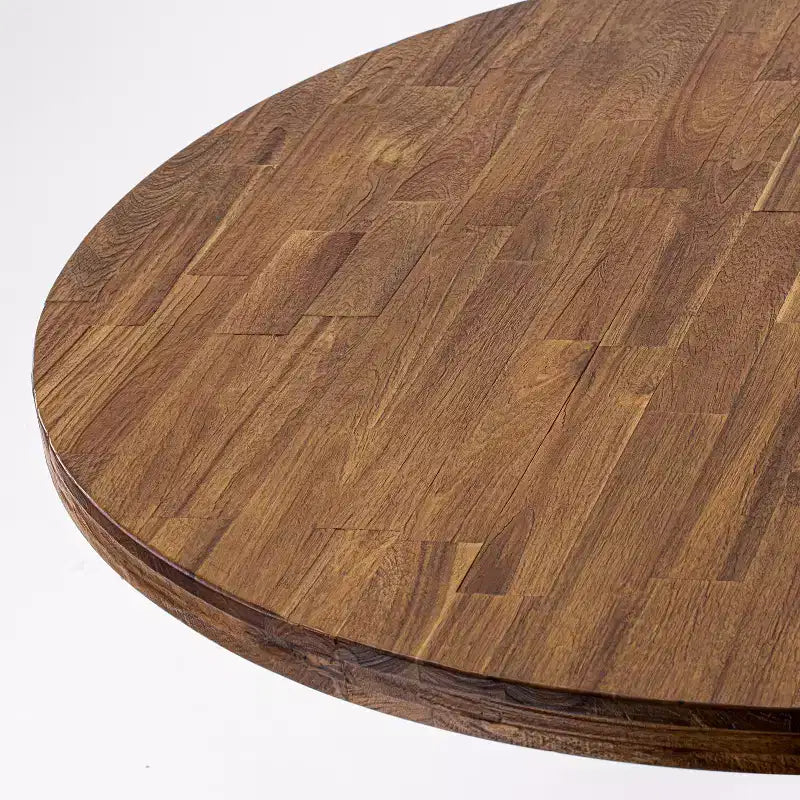 Tavolo da pranzo rotondo con base a piedistallo, finitura noce, 122 cm
