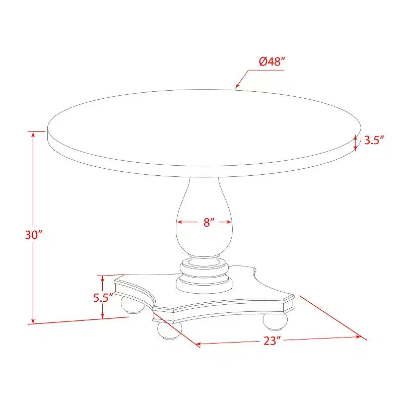 Tavolo da pranzo rotondo con base a piedistallo, finitura noce, 122 cm