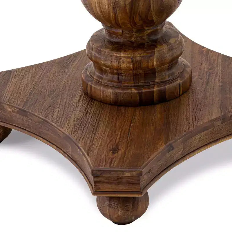 Tavolo da pranzo rotondo con base a piedistallo, finitura noce, 122 cm