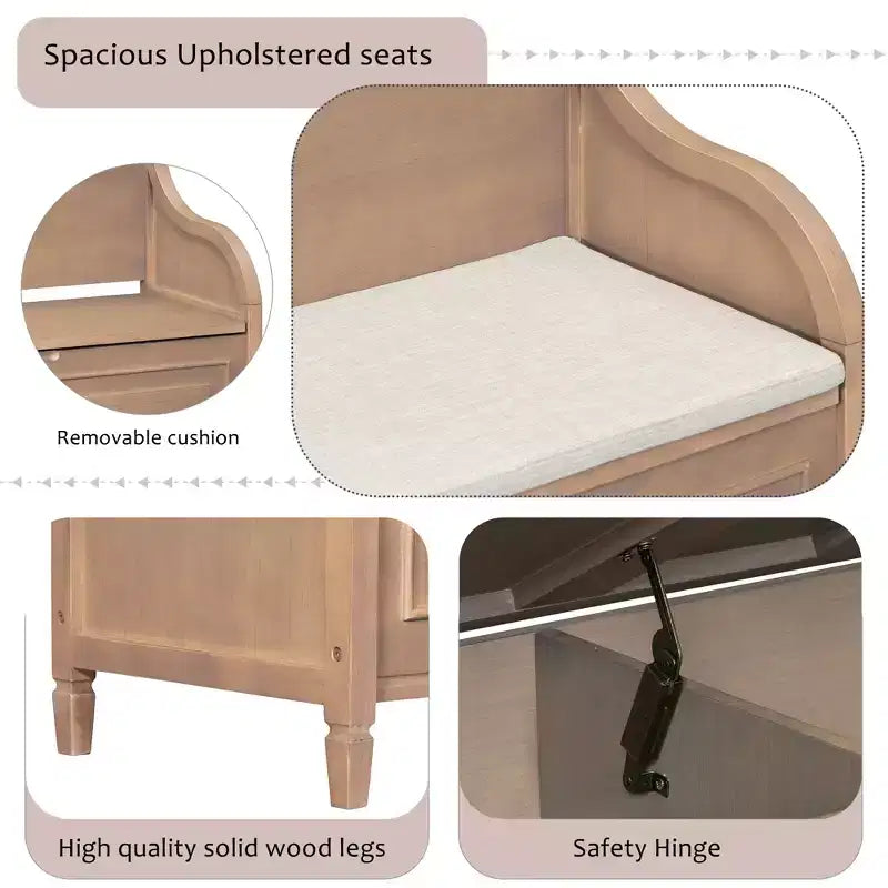 Panca contenitore da ingresso con cuscino rimovibile