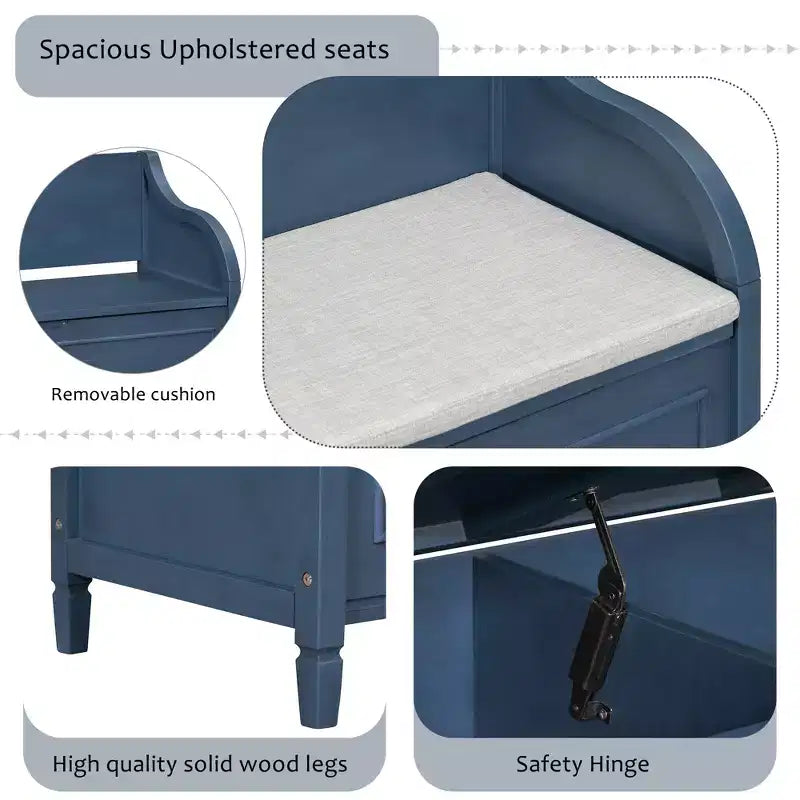 Panca contenitore da ingresso con cuscino rimovibile