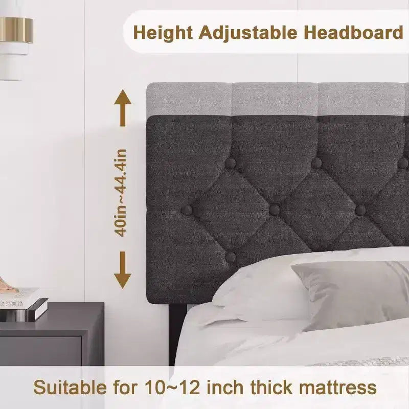 Telaio Letto Imbottito Matrimoniale con Testiera Ricarica USB e Type-C, Trapuntatura a Diamante, Grigio, Nessuna Rete a Molle Necessaria