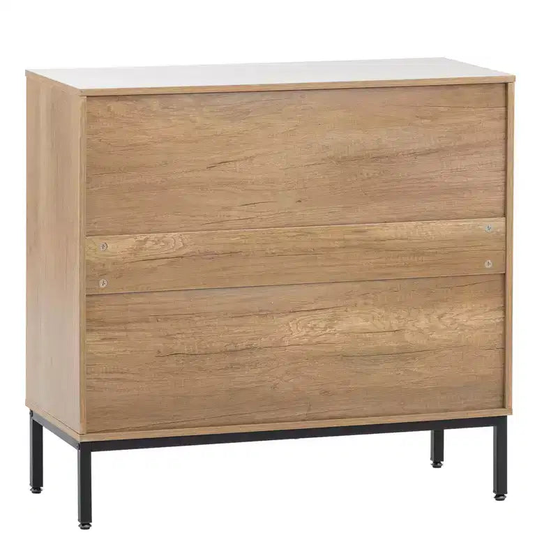 Credenza portavini con ante in rattan e ripiano regolabile