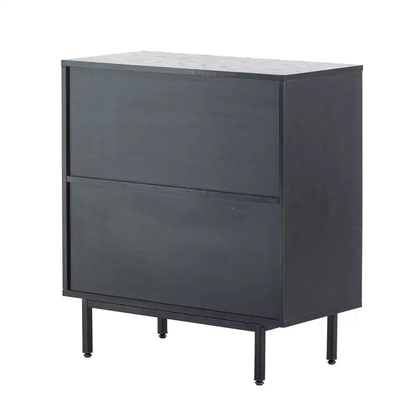 Credenza portavini con ante in rattan e ripiano regolabile