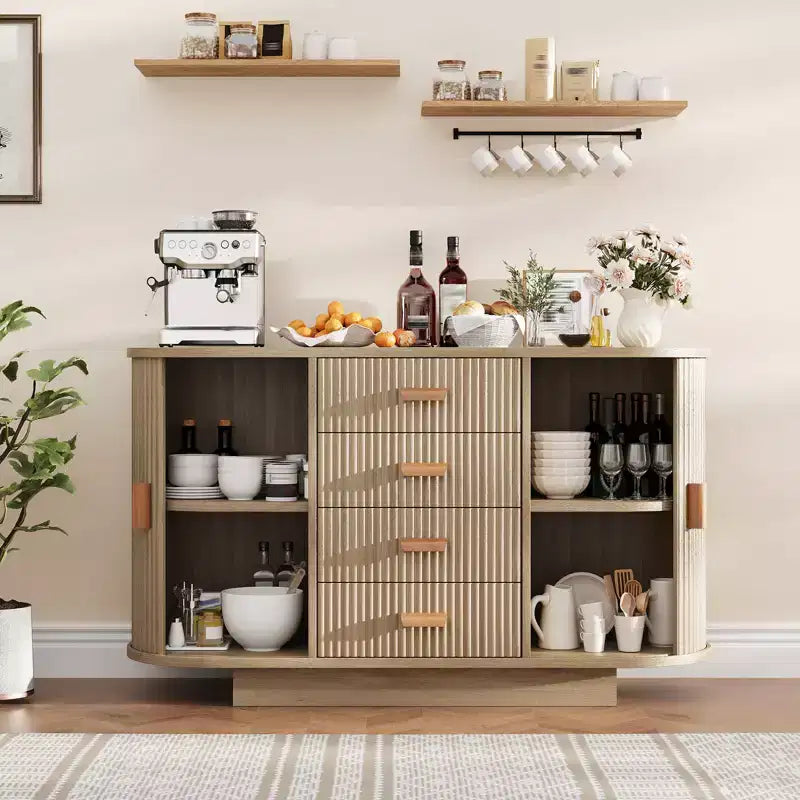 Credenza a buffet da 47" con 4 cassetti e 2 ante scorrevoli