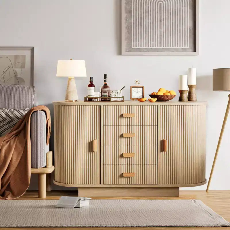 Credenza a buffet da 47" con 4 cassetti e 2 ante scorrevoli