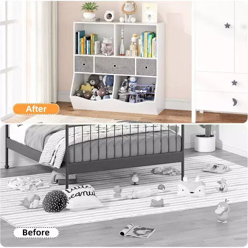 Organizzatore per Giocattoli per Bambini con Ripiani, Contenitori e Cassetti, 94 x 38 x 94 cm