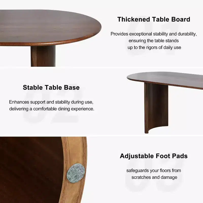 Tavolo da pranzo ovale in legno massello 67 x 33,5 pollici con gambe ad arco reversibili, 6 posti, marrone
