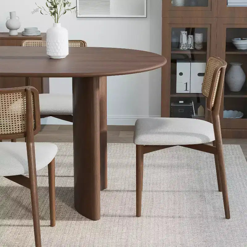 Tavolo da pranzo ovale in legno massello 67 x 33,5 pollici con gambe ad arco reversibili, 6 posti, marrone