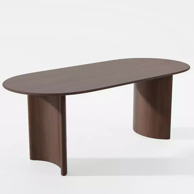 Tavolo da pranzo ovale in legno massello 67 x 33,5 pollici con gambe ad arco reversibili, 6 posti, marrone