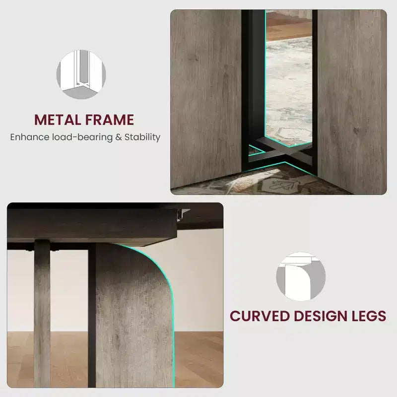 Tavolo da pranzo rotondo allungabile 120-160 cm, 4-8 posti, piano in legno con struttura in metallo